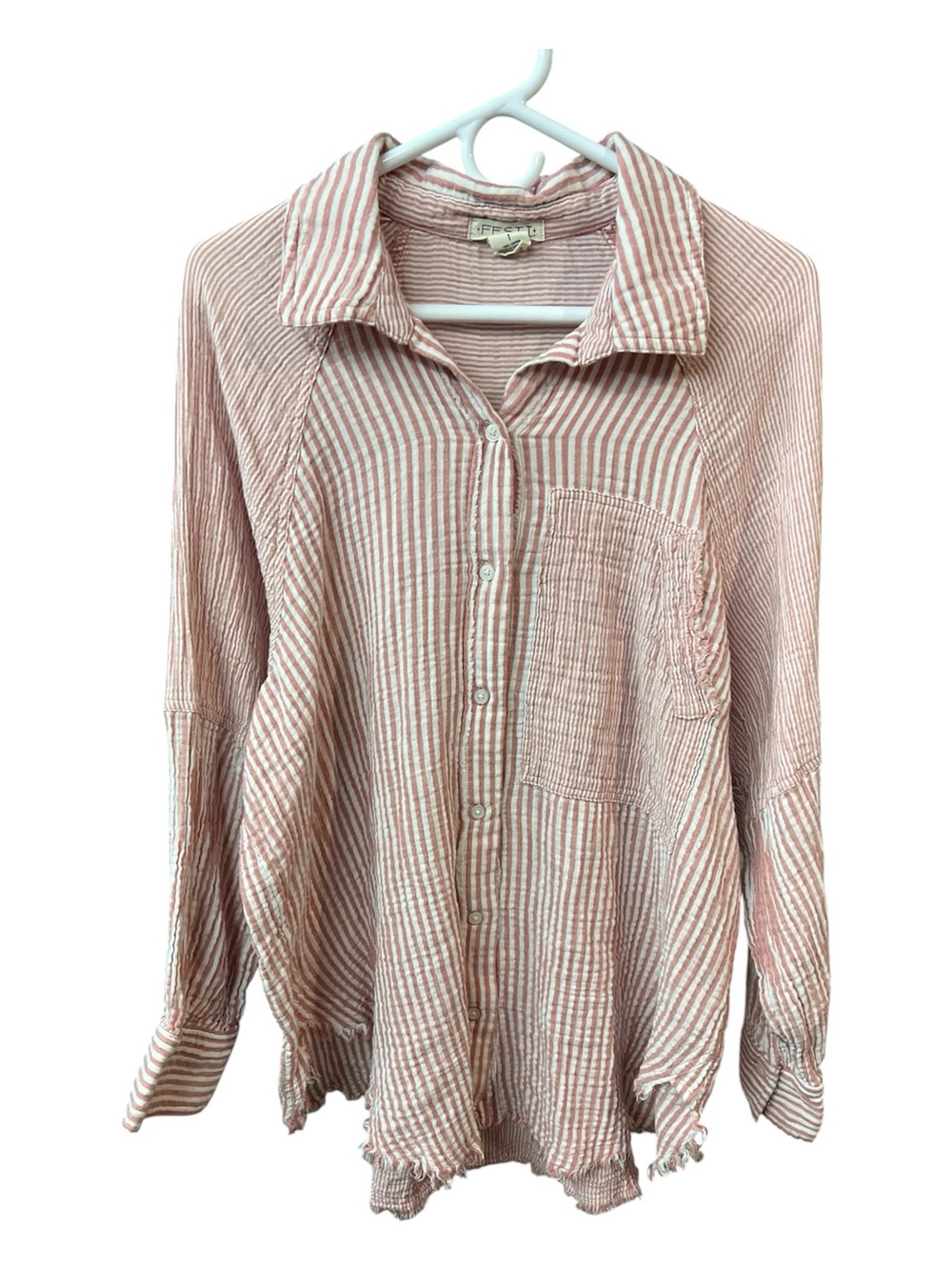 Festi By Torrid Women Striped Cotton Tunic Button Down Shirt Top Size 1x